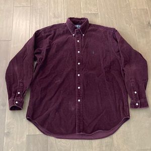 EUC Mens Polo Ralph Lauren maroon Corduroy shirt